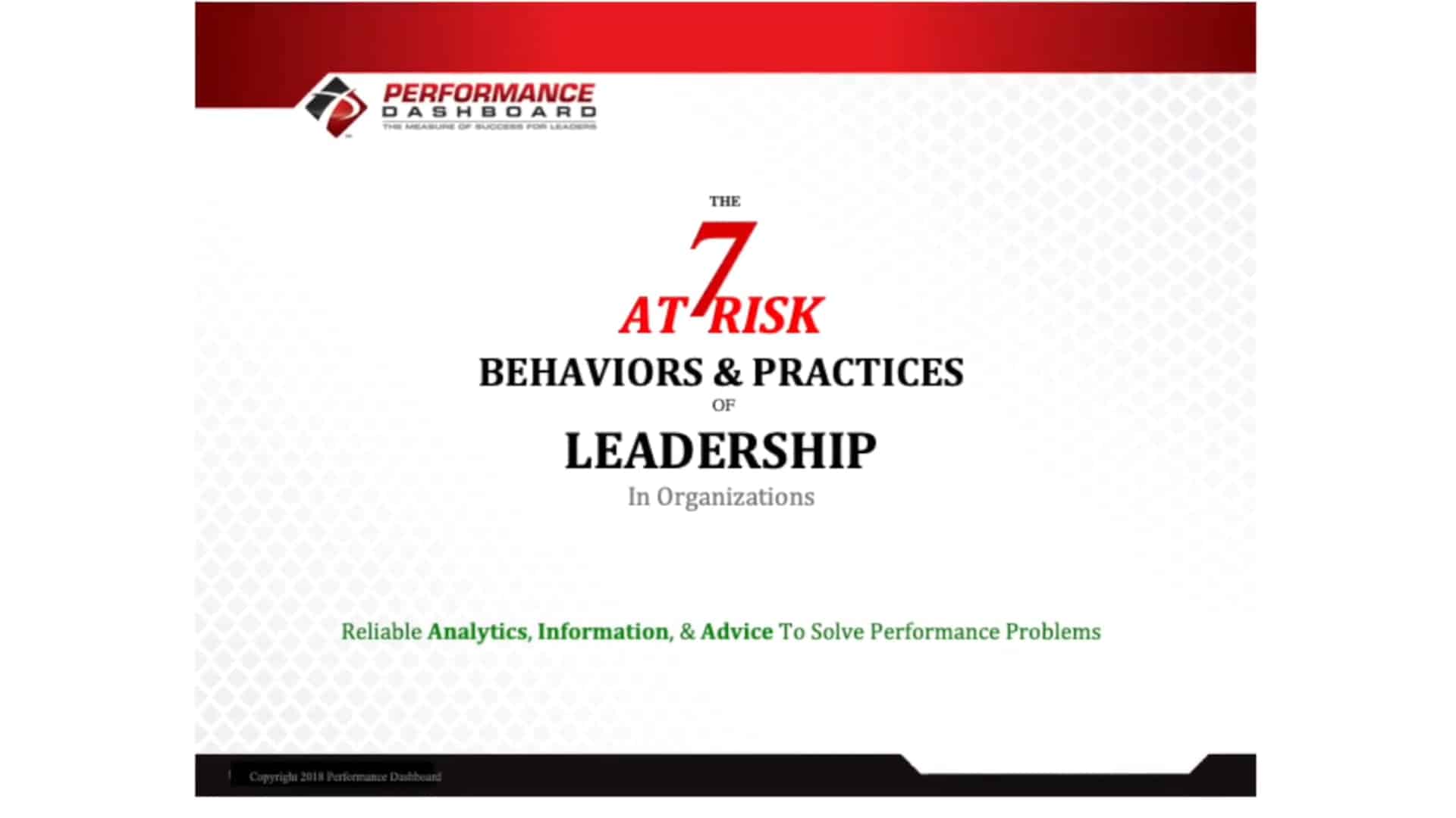 The 7 At Risk Behaviors & Practices of Leadership